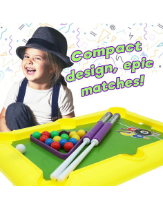 Juego de Mesa de Billar Mini JA-RU 30 cm con 2 Palos y Bolas 2