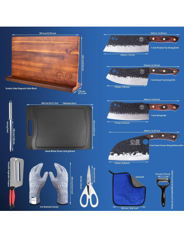 Conjunto de Cuchillos de Cocina XYJ 15 Piezas Acero Alto Carbono