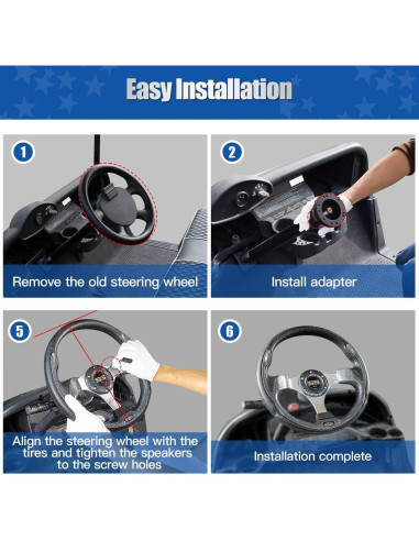 Volante Universal NOKINS 12.5" para Carro de Golf Fibra Carbono