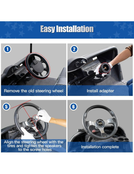 Volante Universal NOKINS 12.5" para Carro de Golf Fibra Carbono