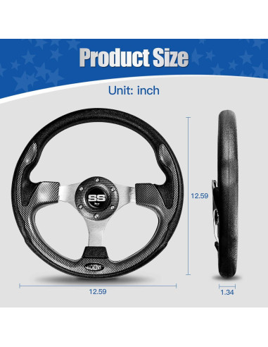 Volante Universal NOKINS 12.5" para Carro de Golf Fibra Carbono