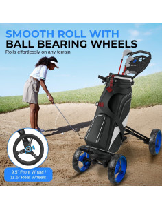 Carrito de Golf SereneLife SLGZ36.6 Plegable Aluminio 4 Ruedas 2