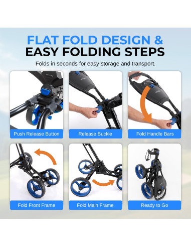 Carrito de Golf SereneLife SLGZ36.6 Plegable Aluminio 4 Ruedas