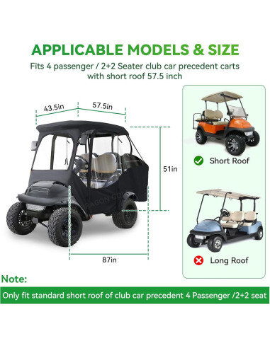 Cubierta de Enclosure Panglong para Carro de Golf 4 Pasajeros