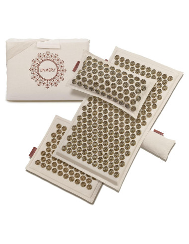 Juego de Esteras y Almohadas de Acupresión UNMERA XL Lino Natural