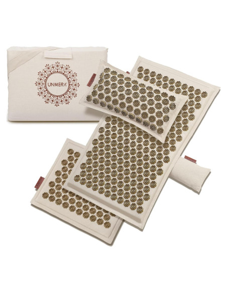 Juego de Esteras y Almohadas de Acupresión UNMERA XL Lino Natural