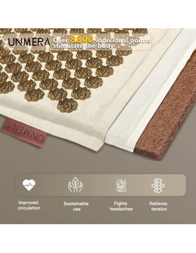 Juego de Esteras y Almohadas de Acupresión UNMERA XL Lino Natural