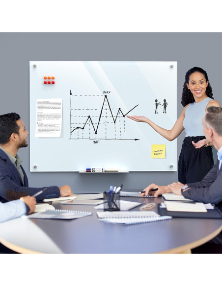 Pizarra de Vidrio Magnética MaxGear 122x91 cm con Accesorios