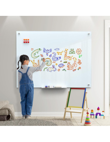 Pizarra de Vidrio Magnética MaxGear 122x91 cm con Accesorios