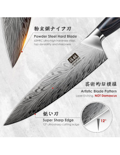 Cuchillo de Chef SHAN ZU 20 cm Acero en Polvo + Bloque Magnético 2