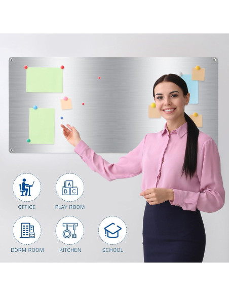 Tablero Magnético de Pared 76x35cm Therwen Acero Inoxidable