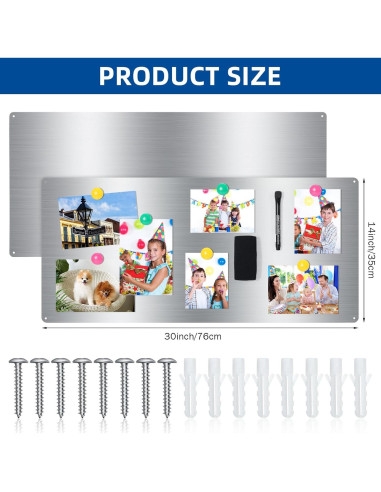 Tablero Magnético de Pared 76x35cm Therwen Acero Inoxidable