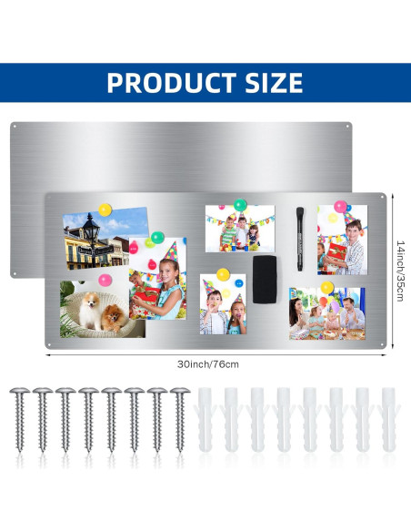 Tablero Magnético de Pared 76x35cm Therwen Acero Inoxidable