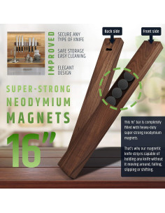 Soporte Magnético para Cuchillos HMmagnets 40.64 cm Nogal 2