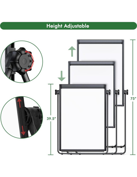 Soporte de Pizarra Blanca Doble Cara WEYOUNG 71.1x101.6 cm Ajustable