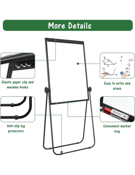 Soporte de Pizarra Blanca Doble Cara WEYOUNG 71.1x101.6 cm Ajustable