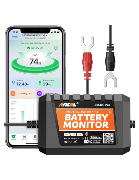 Monitor de Batería ANCEL BM300 Pro 24V 12V Bluetooth IP67