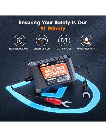 Monitor de Batería ANCEL BM300 Pro 24V 12V Bluetooth IP67