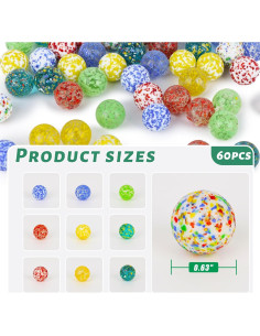 Canicas de vidrio 60PCS 3 Nutrias para juegos y manualidades 2