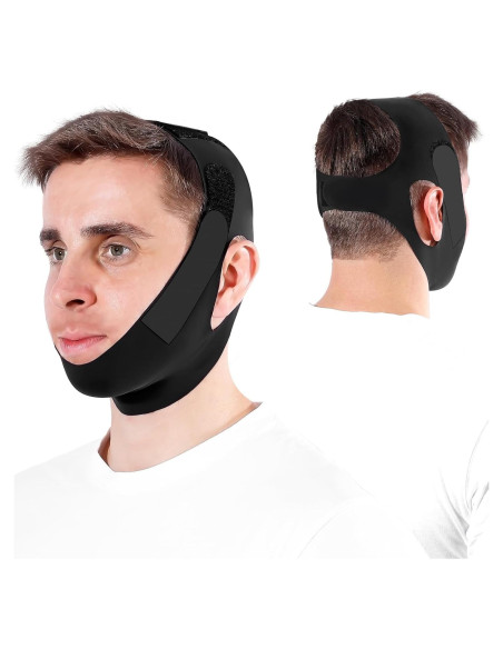 Correa para Barbilla Anti Ronquidos OHALEEP Ajustable Negro M