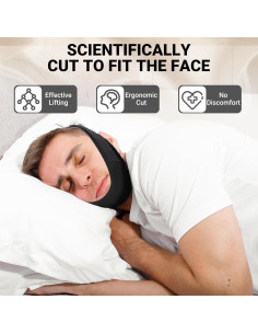 Correa para Barbilla Anti Ronquidos OHALEEP Ajustable Negro M 2