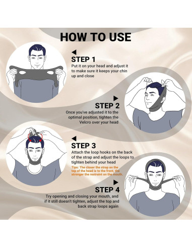 Correa para Barbilla Anti Ronquidos OHALEEP Ajustable Negro M
