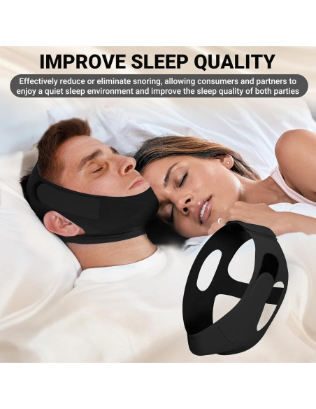 Correa para Barbilla Anti Ronquidos OHALEEP Ajustable Negro M