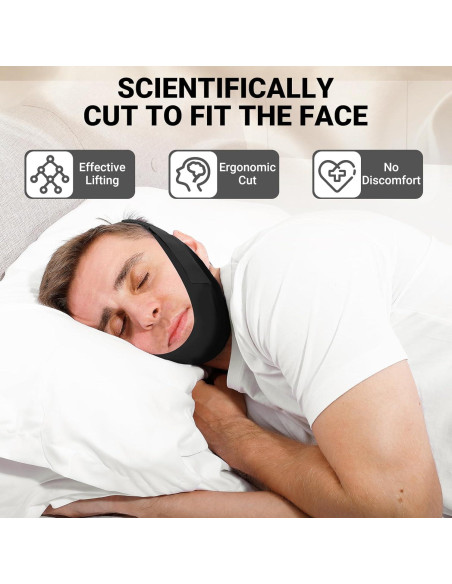 Correa para Barbilla Anti Ronquidos OHALEEP Ajustable Negro M