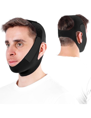 Correa para Barbilla Anti Ronquidos OHALEEP Ajustable Negro M