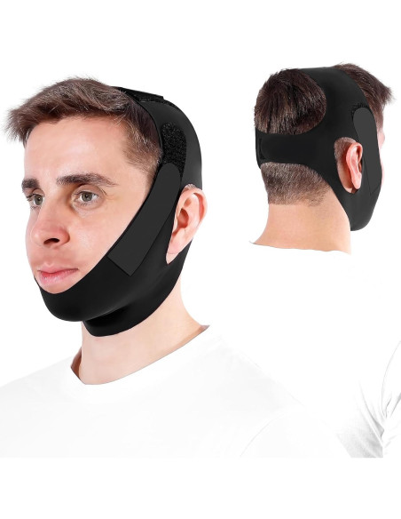 Correa para Barbilla Anti Ronquidos OHALEEP Ajustable Negro M
