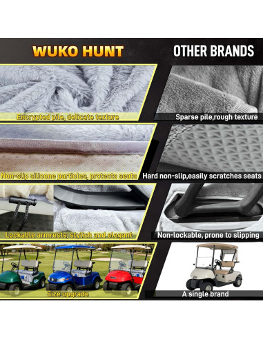 Fundas de Asiento para Carro de Golf WUKO HUNT Gris 130x85cm