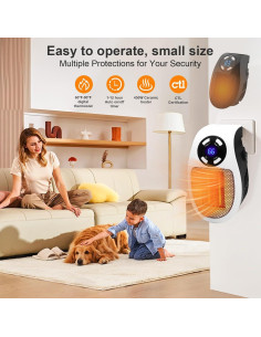 Calefactor Eléctrico Upwsma 450W Compacto con Termostato 2
