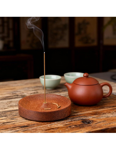 Soporte de Incienso Redondo MBAIYO de Madera Hecho a Mano 7.5cm