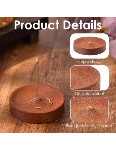 Soporte de Incienso Redondo MBAIYO de Madera Hecho a Mano 7.5cm