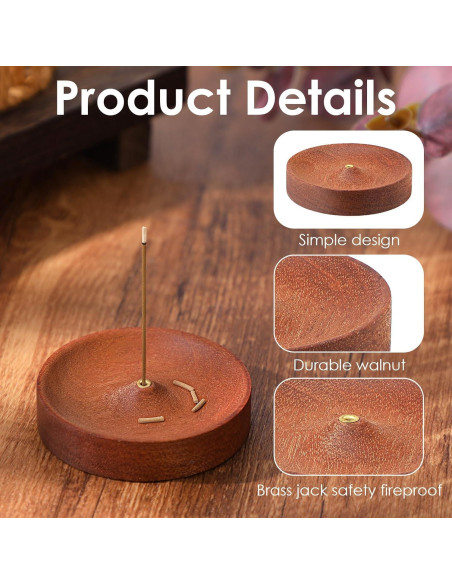 Soporte de Incienso Redondo MBAIYO de Madera Hecho a Mano 7.5cm