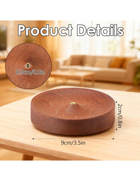 Soporte de Incienso Redondo MBAIYO de Madera Hecho a Mano 7.5cm