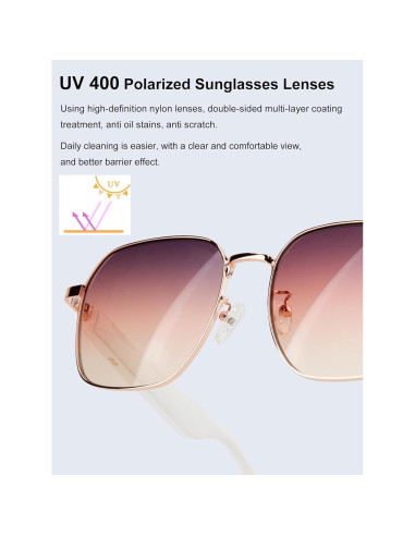 Gafas Inteligentes TZLQAYS Rosa Polarizadas Bluetooth 5.4