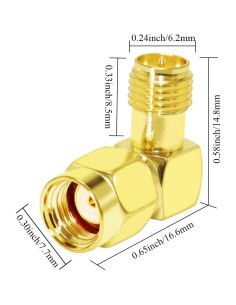 Adaptador Coaxial CNARIO SMA 90 Grados Macho a Hembra 2PCS 2