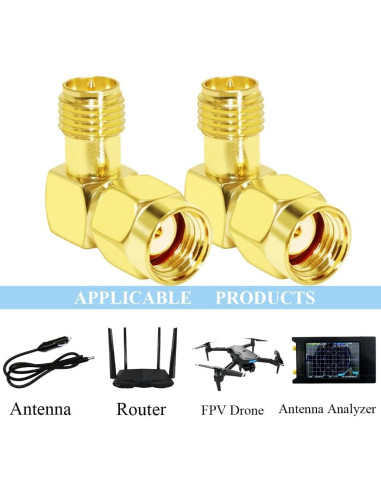Adaptador Coaxial CNARIO SMA 90 Grados Macho a Hembra 2PCS