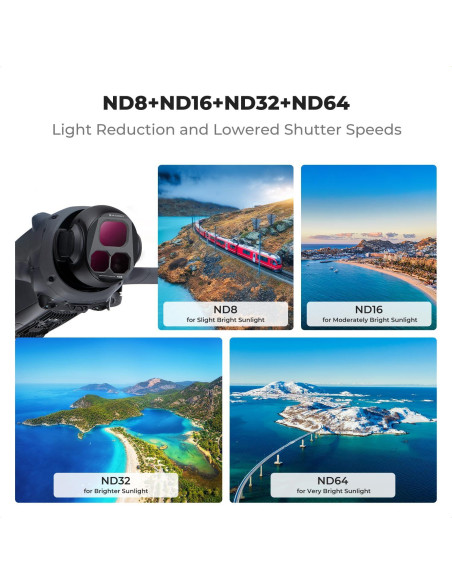 Juego de Filtros ND K&F Concept para DJI Mavic 4 Pro - 4 Filtros ND8 ND16 ND32 ND64
