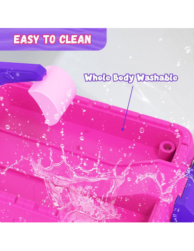 Caja de Arena HYES Morado con Tapa y Juguetes de Construcción