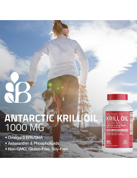 Aceite de Kril Antártico Bronson 1000 mg Omega-3 EPA DHA 60 Cápsulas