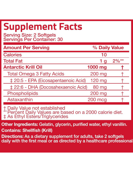 Aceite de Kril Antártico Bronson 1000 mg Omega-3 EPA DHA 60 Cápsulas