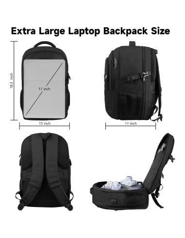 Mochila Lapsouno 17.3" Negra para Laptop, Resistente y TSA