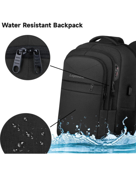 Mochila Lapsouno 17.3" Negra para Laptop, Resistente y TSA