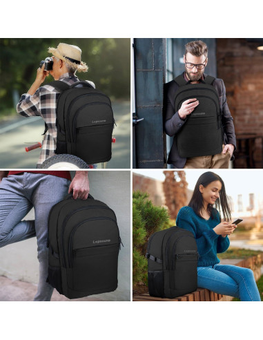 Mochila Lapsouno 17.3" Negra para Laptop, Resistente y TSA