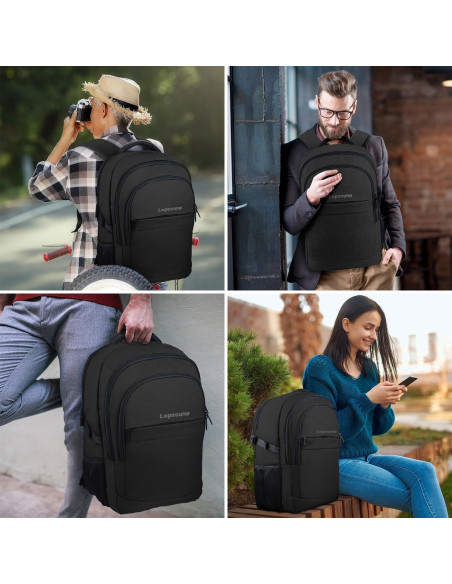 Mochila Lapsouno 17.3" Negra para Laptop, Resistente y TSA