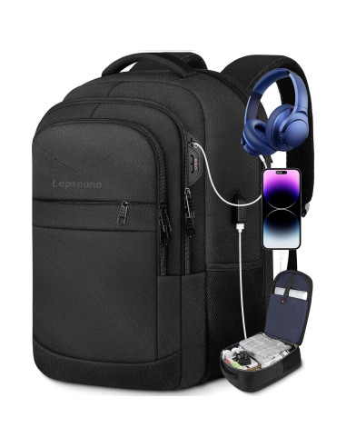Mochila Lapsouno 17.3" Negra para Laptop, Resistente y TSA