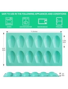 3Pack Molde de Madeleine Antiadherente Zorazio 12 Cavidades 2