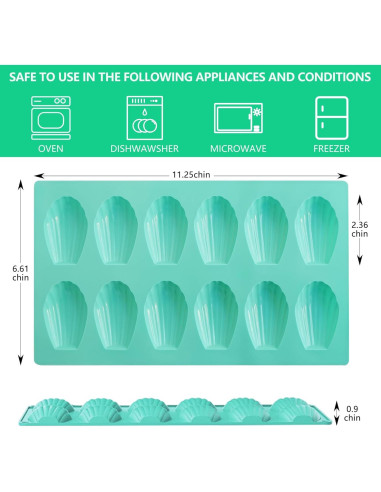 3Pack Molde de Madeleine Antiadherente Zorazio 12 Cavidades